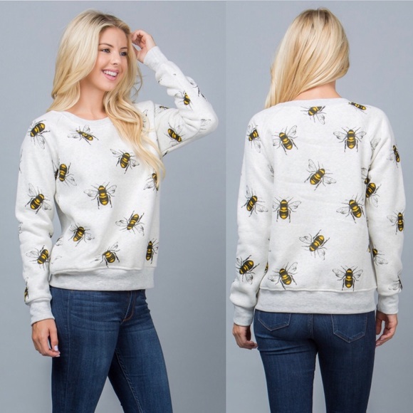 🐝 Bee Animal Print Sweater Pullover Sweatshirt - Picture 3 of 6